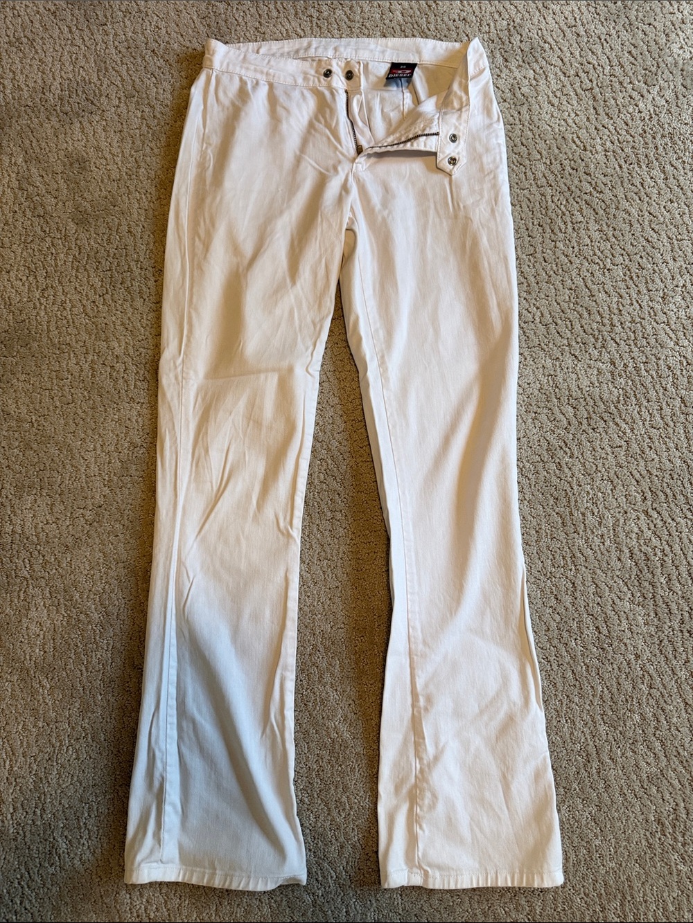 Diesel White Low-Rise Flared Jeans